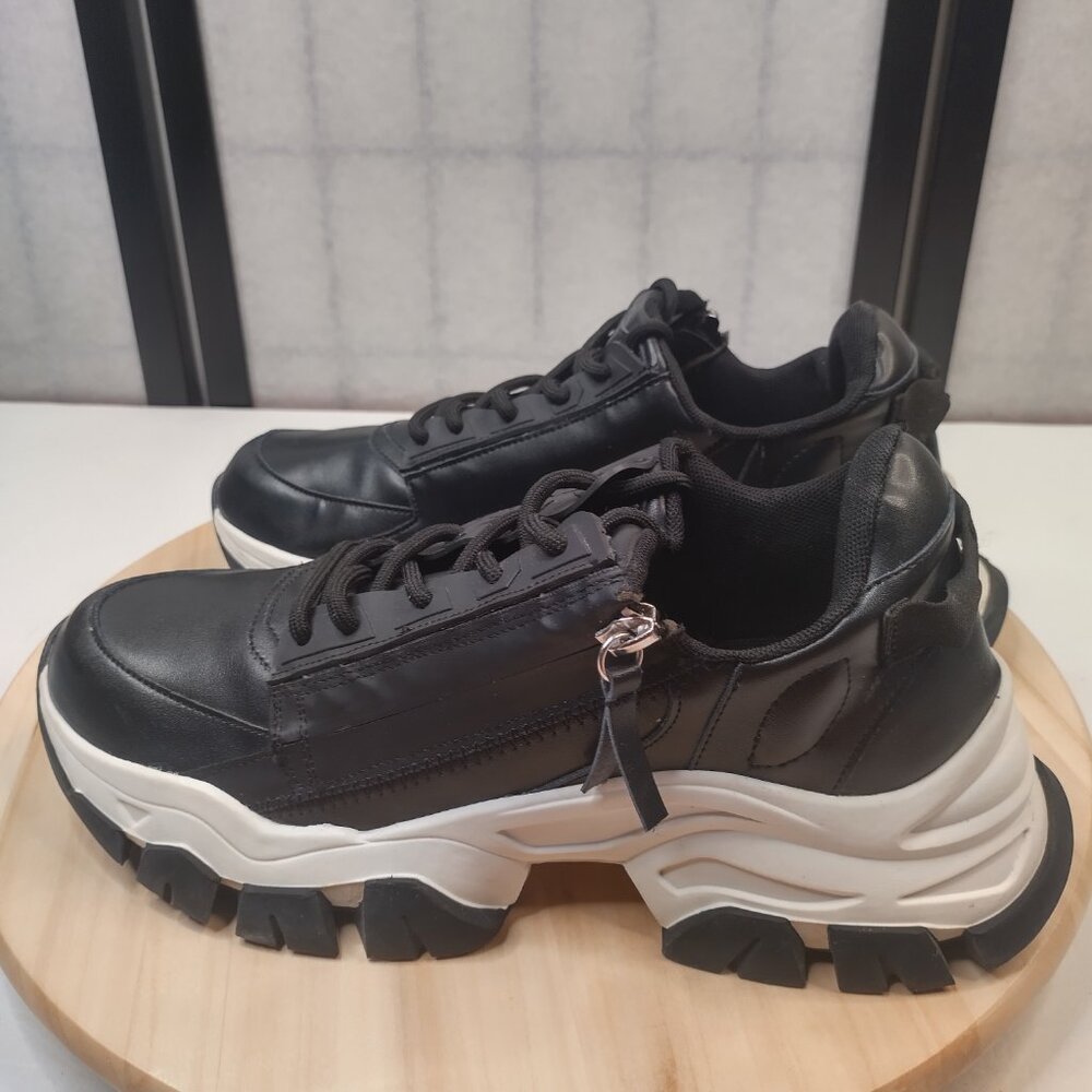 Kenneth Cole New York Nikos Black & White Chunky Platform Sneakers Women US 10M - Picture 6 of 14